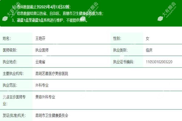 昆明艺星医疗美容医院王艳芬www.fakemusicmedia.com