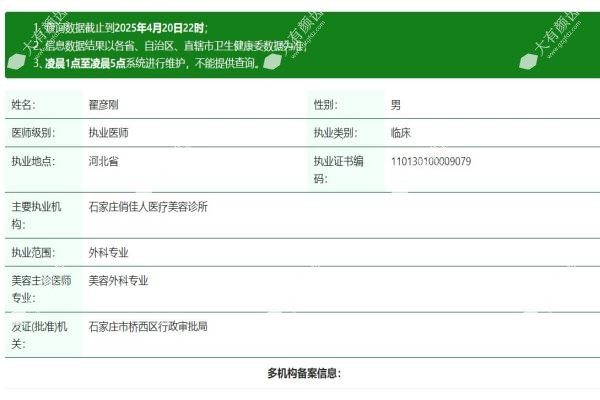石家庄俏佳人医疗美容诊所翟彦刚