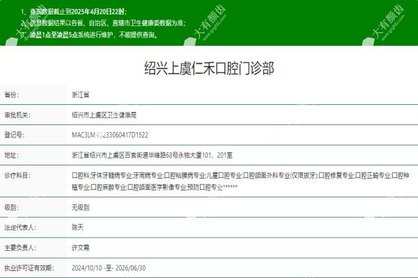 绍兴上虞仁禾囗腔医院