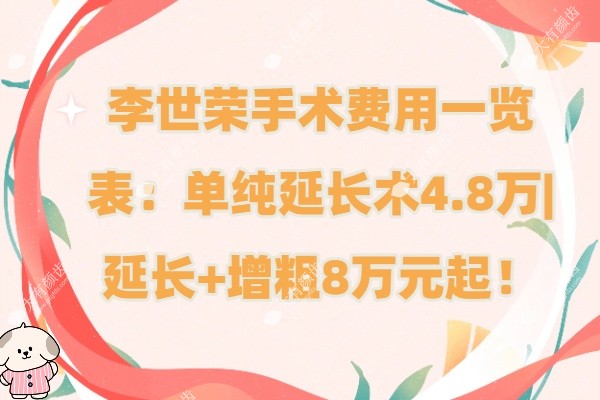 李世荣手术费用一览表